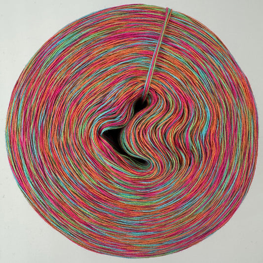 Melierter Bobbel bzw. Mixi in Rot, Grün, Türkis und Orange