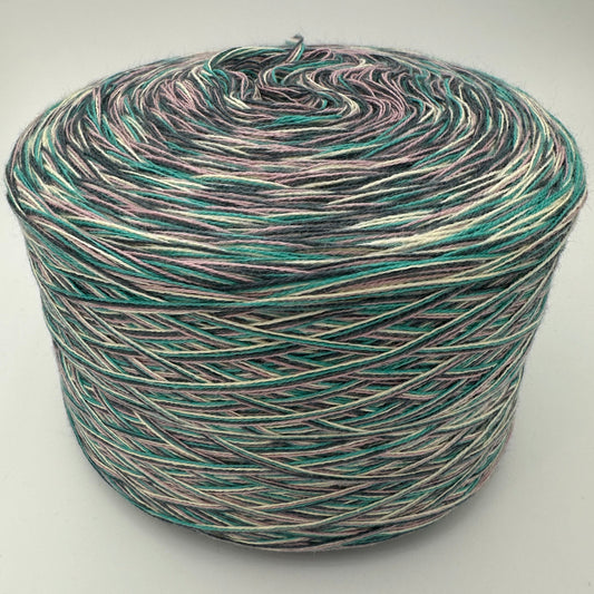 Melierter Bobbel bzw. Mixi in den Farben Quarz, Gelb, Grün und dunkelgrau