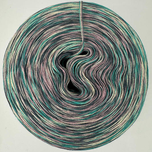 Melierter Bobbel bzw. Mixi in den Farben Quarz, Gelb, Grün und dunkelgrau