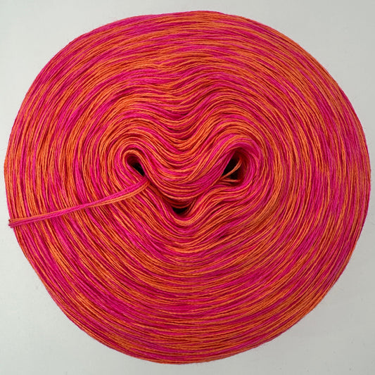 Melierter Bobbel bzw Mixi in rot- und Orangetönen