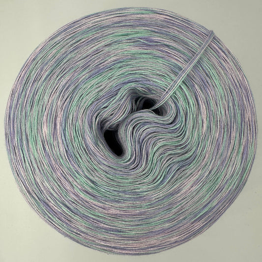 Melierter Bobbel bzw Mixi in Pastelltönen aus Lila, Grün und Creme