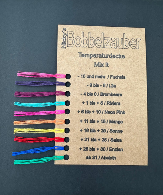 Farbkarte zur angebotenen Temperaturdecke